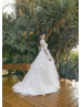 Detachable Sleeves Ivory Lace Tulle Sweet Wedding Dress